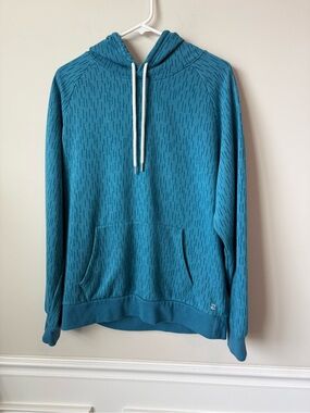 ZELOS Teal Dash-Pattern pullover Hoodie size medium